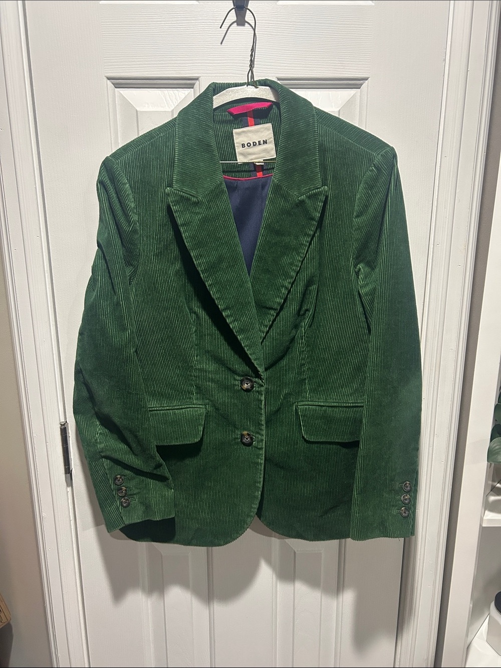 Boden Green Corduroy Blazer with Notch Lapel